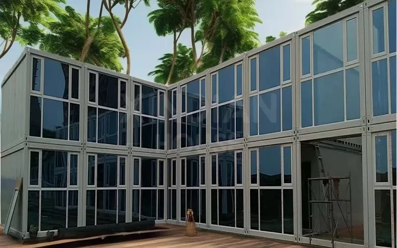 Container housing project serve as modular camp buildings and living quarters for temporary