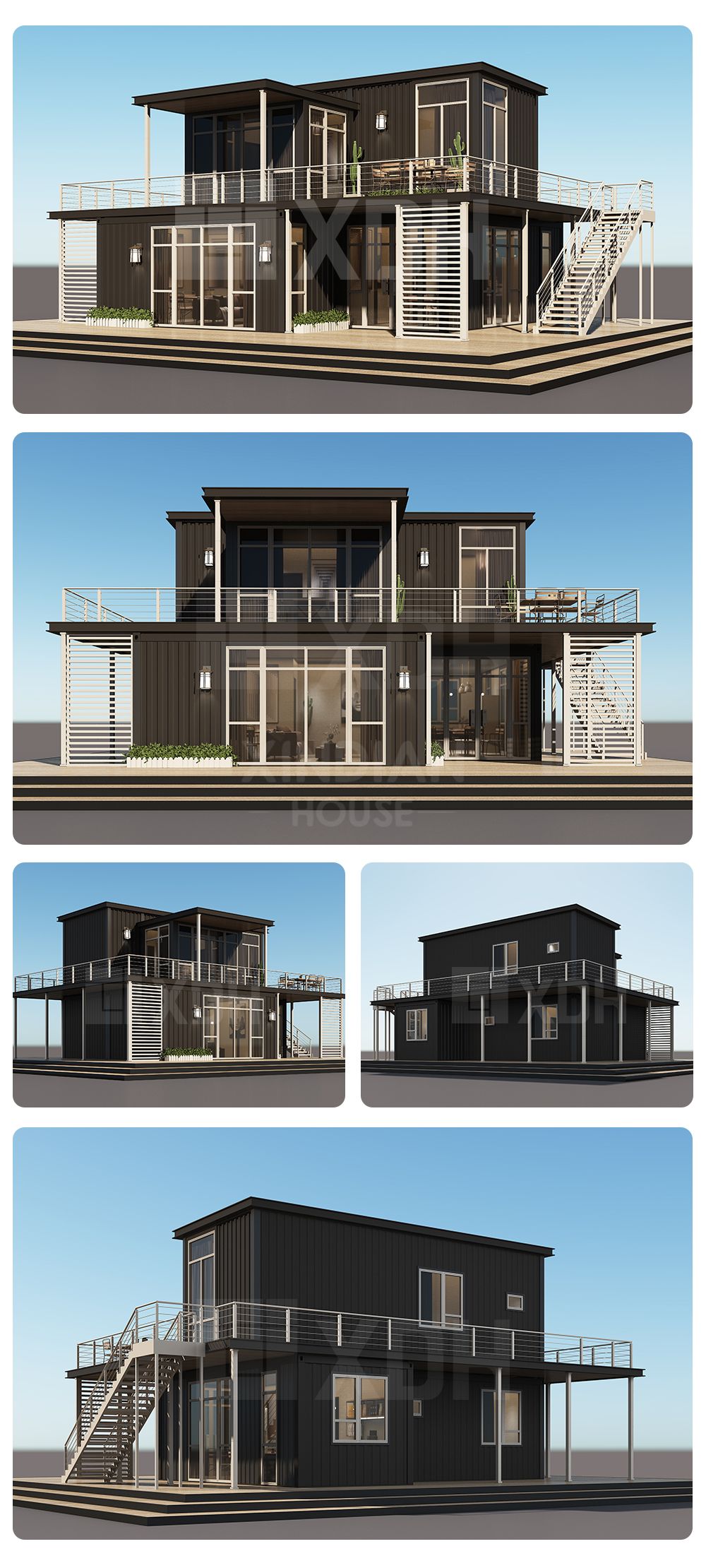 prefab villa mansion house luxury new big shipping container house 2 storage house 3 bedroom